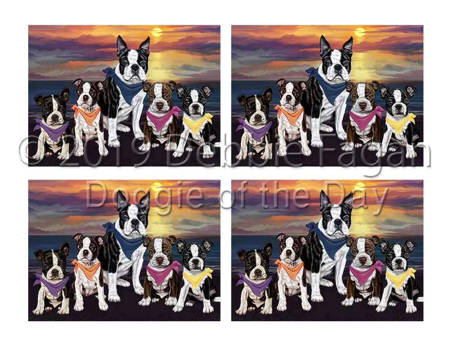 Family Sunset Portrait Boston Terrier Dogs Placemat