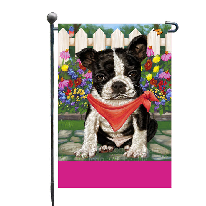 Personalized Spring Floral Boston Terrier Dog Custom Garden Flags GFLG-DOTD-A62775