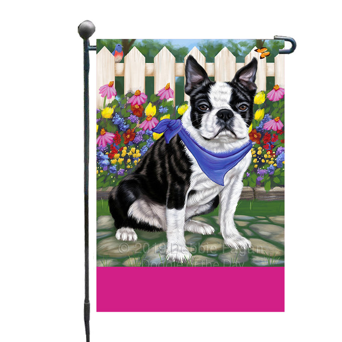 Personalized Spring Floral Boston Terrier Dog Custom Garden Flags GFLG-DOTD-A62776