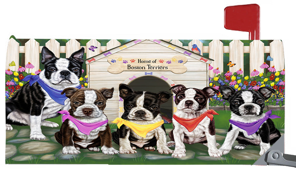 Spring Dog House Boston Terrier Dogs Magnetic Mailbox Cover MBC48626