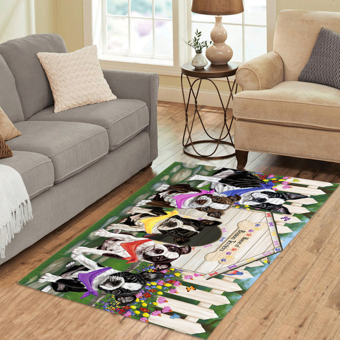 Spring Dog House Boston Terrier Dogs Area Rug