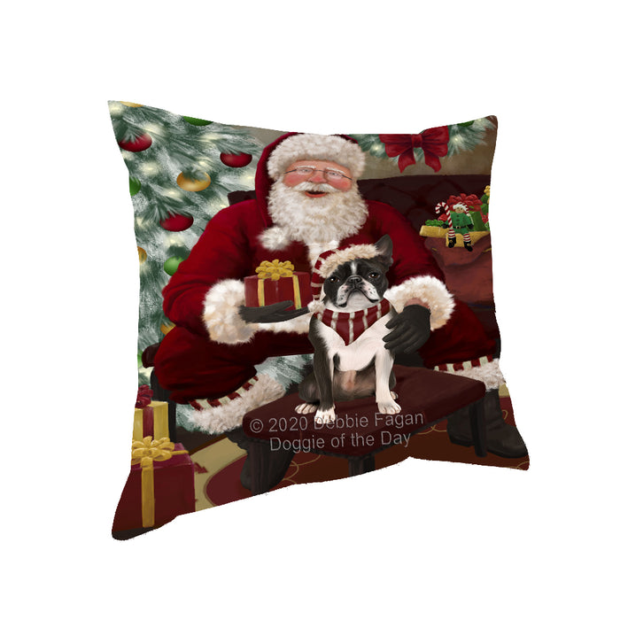 Santa's Christmas Surprise Boston Terrier Dog Pillow PIL87116