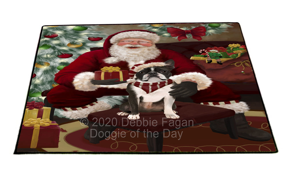 Santa's Christmas Surprise Boston Terrier Dog Indoor/Outdoor Welcome Floormat - Premium Quality Washable Anti-Slip Doormat Rug FLMS57397