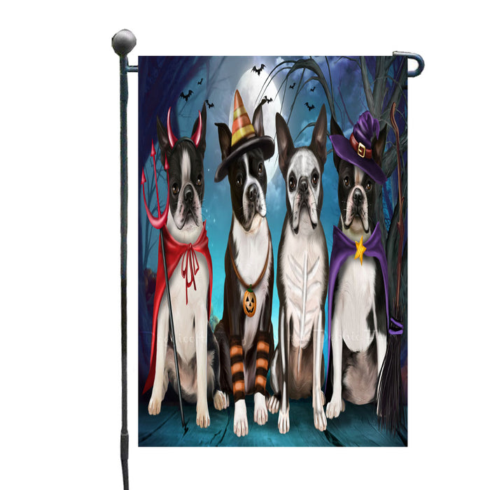 Halloween Trick or Treat Boston Terrier Dogs Garden Flags Outdoor Decor for Homes and Gardens Double Sided Garden Yard Spring Decorative Vertical Home Flags Garden Porch Lawn Flag for Decorations