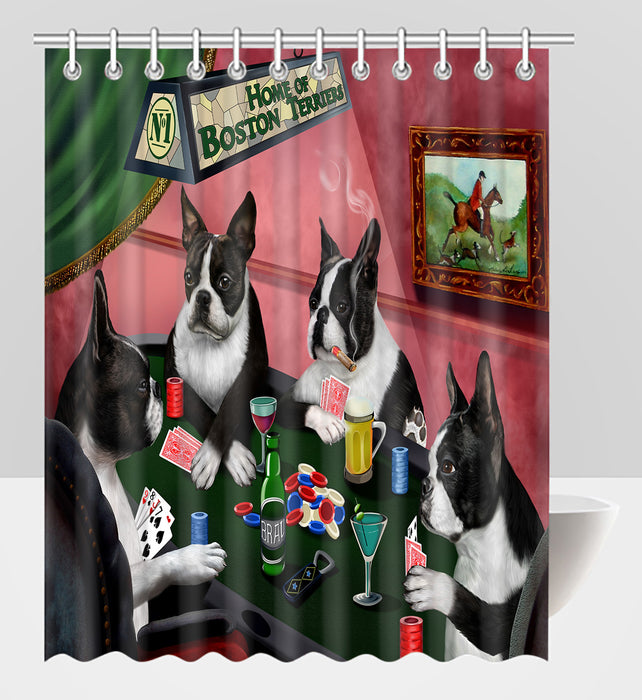 Home of  Boston Dogs Playing Poker Shower Curtain