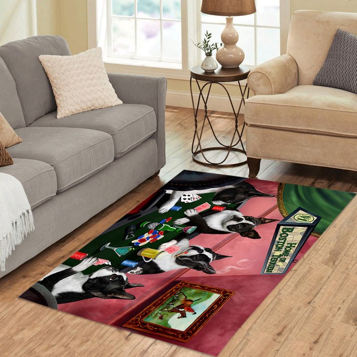 Home of  Boston Dogs Playing Poker Area Rug