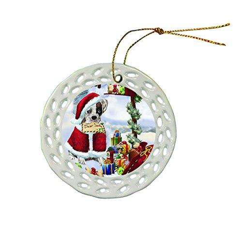 Boxer Dog Christmas Doily Ceramic Ornament