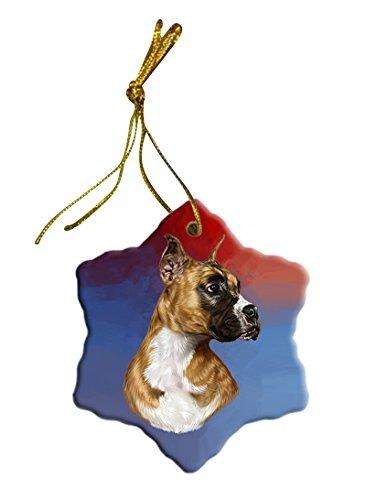 Boxer Dog Christmas Snowflake Ceramic Ornament