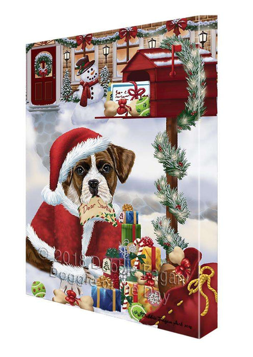Boxer Dog Dear Santa Letter Christmas Holiday Mailbox Canvas Print Wall Art Décor CVS102734