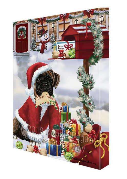 Boxer Dog Dear Santa Letter Christmas Holiday Mailbox Canvas Print Wall Art Décor CVS102743