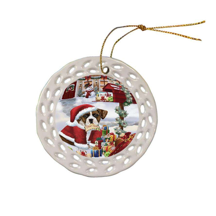 Boxer Dog Dear Santa Letter Christmas Holiday Mailbox Ceramic Doily Ornament DPOR53876