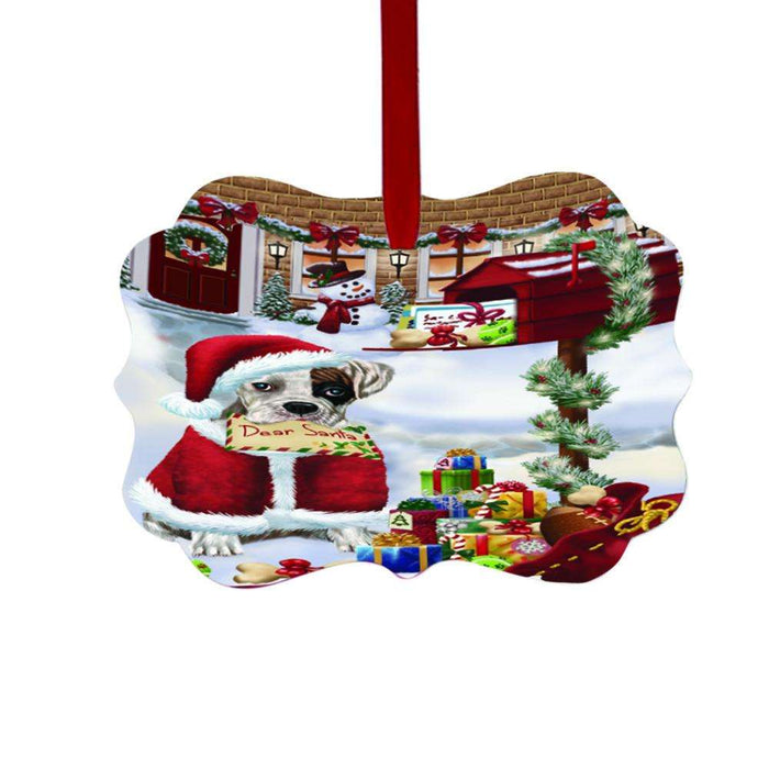 Boxer Dog Dear Santa Letter Christmas Holiday Mailbox Double-Sided Photo Benelux Christmas Ornament LOR49022