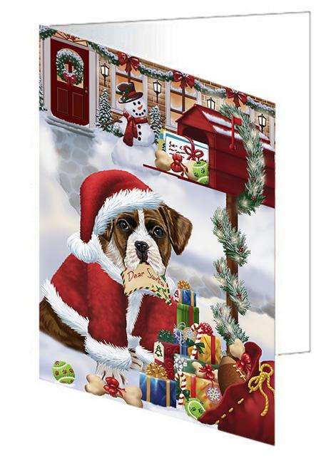 Boxer Dog Dear Santa Letter Christmas Holiday Mailbox Handmade Artwork Assorted Pets Greeting Cards and Note Cards with Envelopes for All Occasions and Holiday Seasons GCD65657