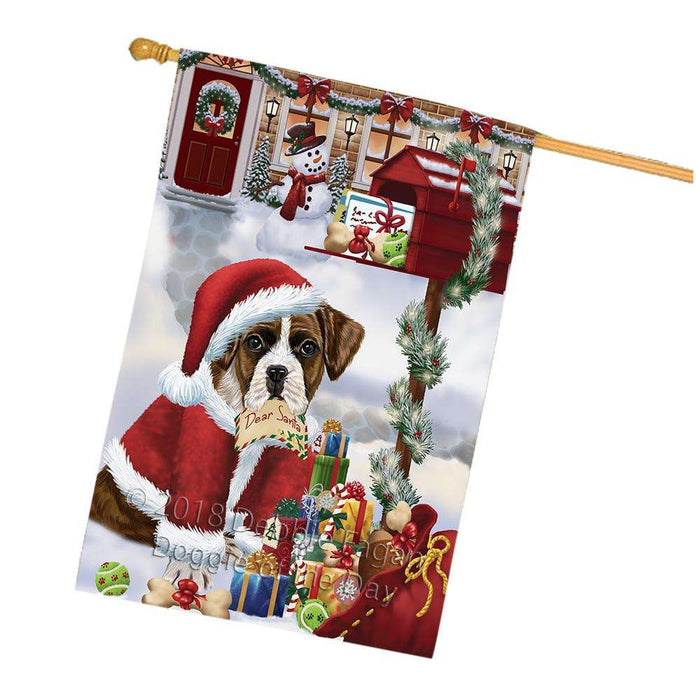 Boxer Dog Dear Santa Letter Christmas Holiday Mailbox House Flag FLG54074
