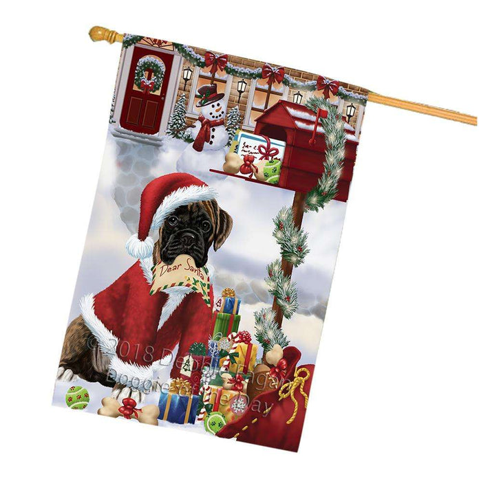Boxer Dog Dear Santa Letter Christmas Holiday Mailbox House Flag FLG54075