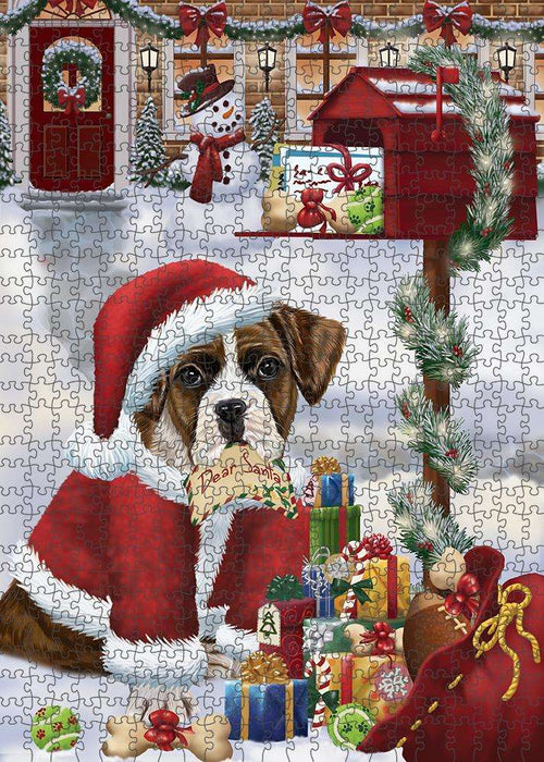 Boxer Dog Dear Santa Letter Christmas Holiday Mailbox Puzzle with Photo Tin PUZL82660