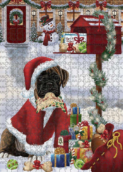 Boxer Dog Dear Santa Letter Christmas Holiday Mailbox Puzzle with Photo Tin PUZL82664