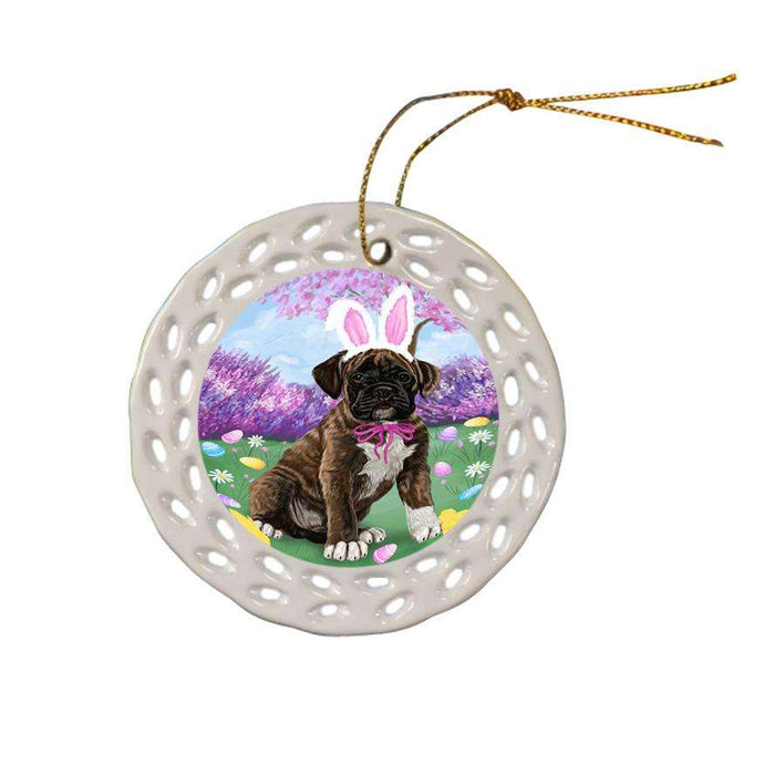 Boxer Dog Easter Holiday Ceramic Doily Ornament DPOR49067