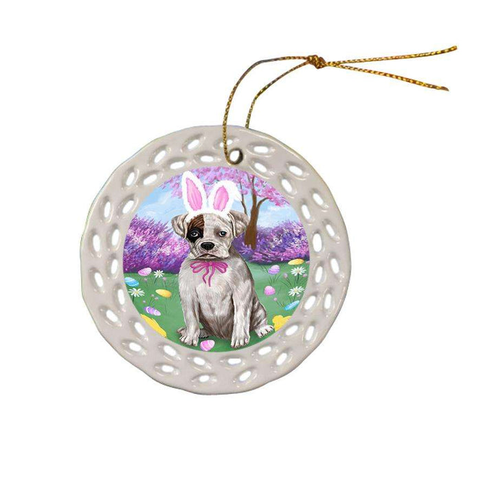 Boxer Dog Easter Holiday Ceramic Doily Ornament DPOR49068