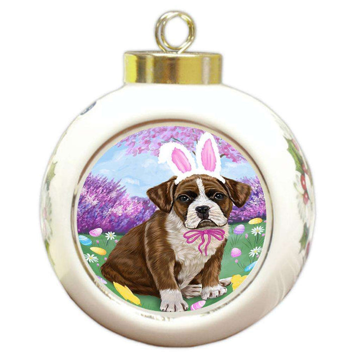Boxer Dog Easter Holiday Round Ball Christmas Ornament RBPOR49066