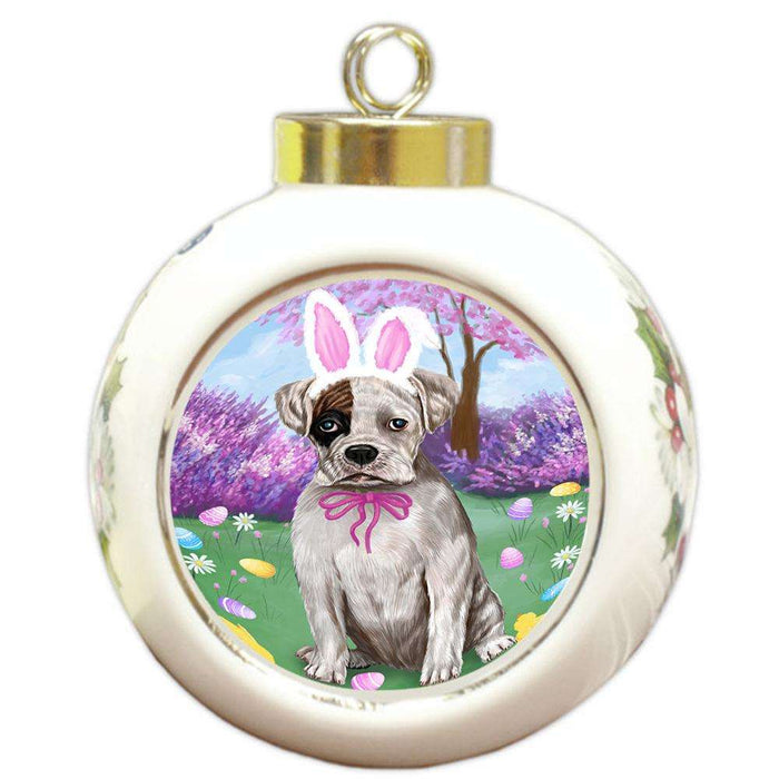 Boxer Dog Easter Holiday Round Ball Christmas Ornament RBPOR49068