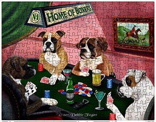Boxer Dogs Playing Poker 500 Pc. Puzzle with Photo Tin