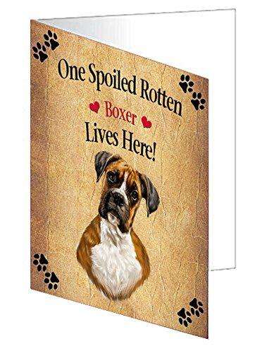 Boxer Spoiled Rotten Dog Handmade Artwork Assorted Pets Greeting Cards and Note Cards with Envelopes for All Occasions and Holiday Seasons