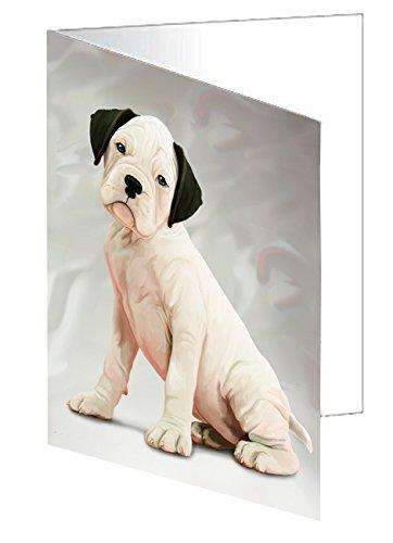 Boxer White Dog Handmade Artwork Assorted Pets Greeting Cards and Note Cards with Envelopes for All Occasions and Holiday Seasons D017