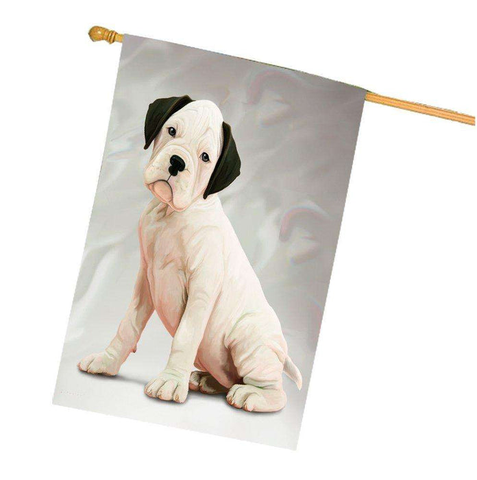 Boxer White Dog House Flag