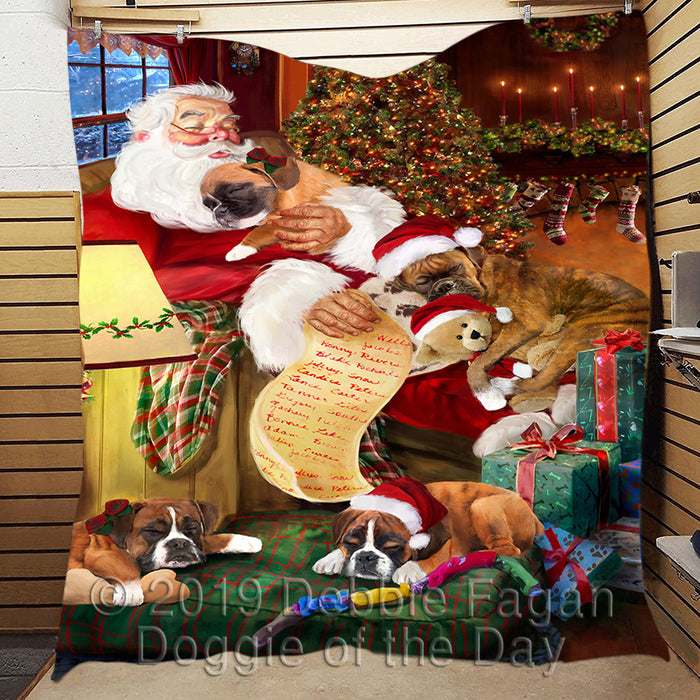 Santa Sleeping with Boxer Dogs Quilt