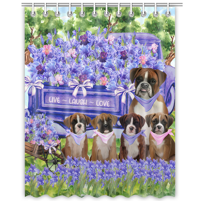 Boxer Shower Curtain: Explore a Variety of Designs, Custom, Personalized, Waterproof Bathtub Curtains for Bathroom with Hooks, Gift for Dog and Pet Lovers