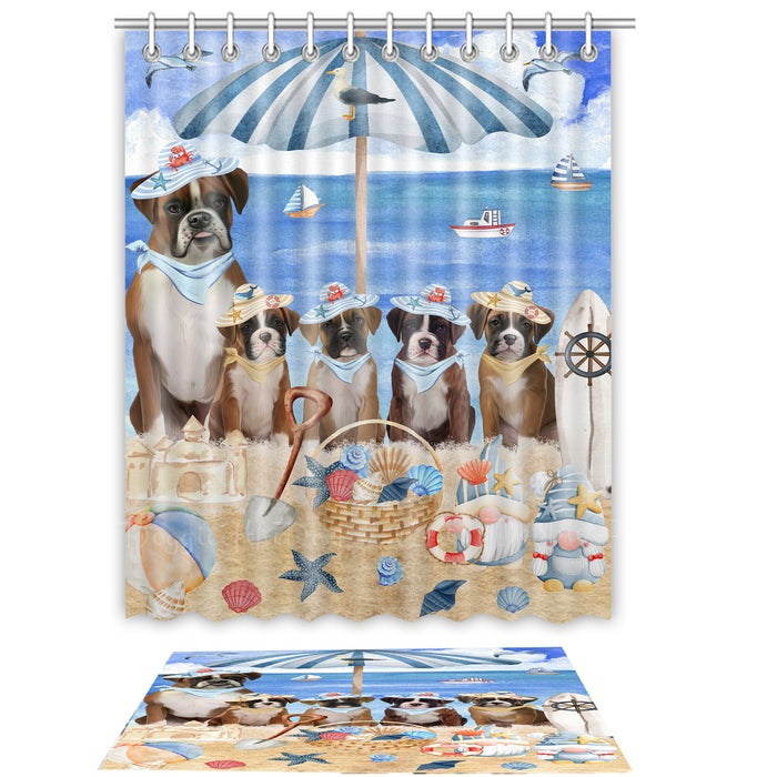 Boxer Shower Curtain & Bath Mat Set - Explore a Variety of Custom Designs - Personalized Curtains with hooks and Rug for Bathroom Decor - Dog Gift for Pet Lovers
