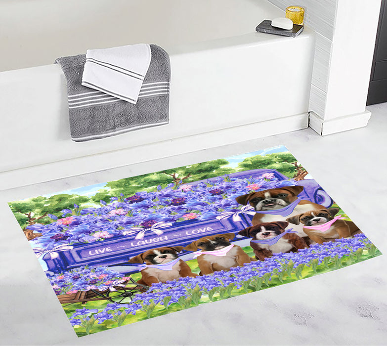 Boxer Anti-Slip Bath Mat, Explore a Variety of Designs, Soft and Absorbent Bathroom Rug Mats, Personalized, Custom, Dog and Pet Lovers Gift