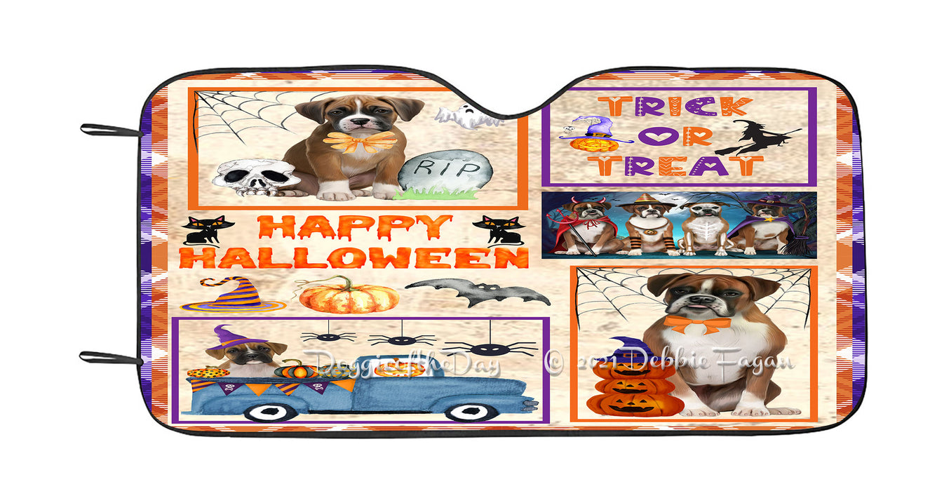 Happy Halloween Trick or Treat Boxer Dogs Car Sun Shade Cover Curtain