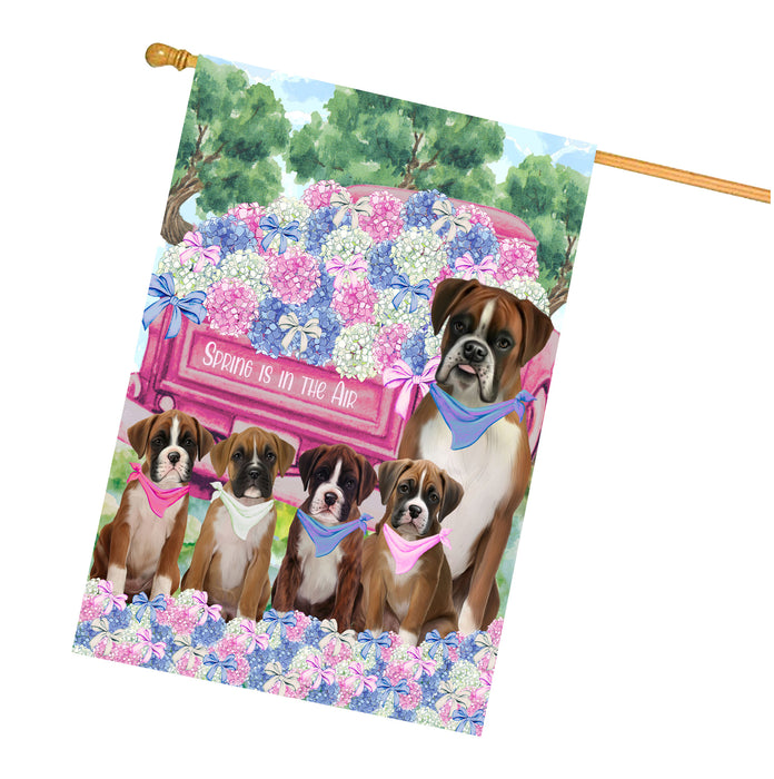 Boxer Dogs House Flag: Explore a Variety of Personalized Designs, Double-Sided, Weather Resistant, Custom, Home Outside Yard Decor for Dog and Pet Lovers