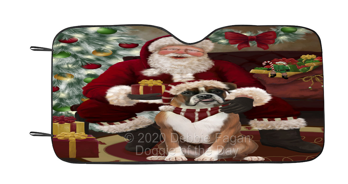 Santa's Christmas Surprise Boxer Dog Car Sun Shade Cover Curtain