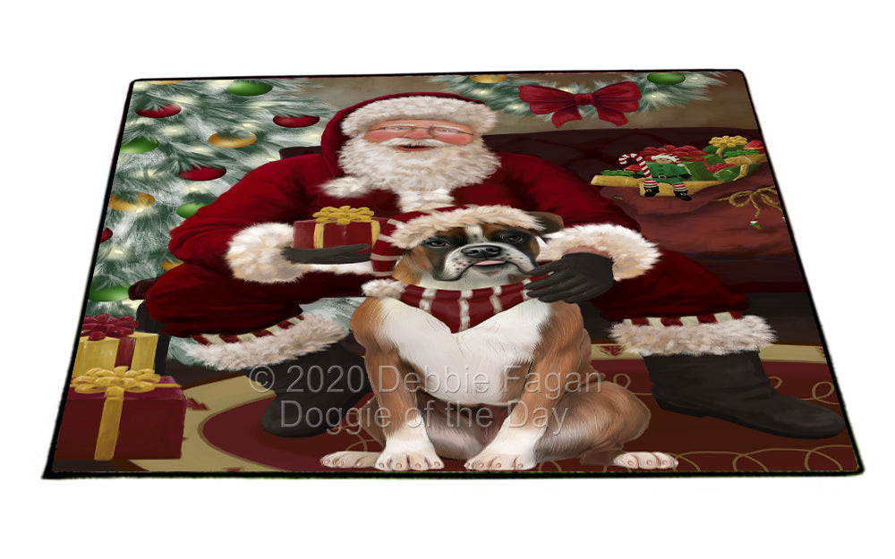 Santa's Christmas Surprise Boxer Dog Indoor/Outdoor Welcome Floormat - Premium Quality Washable Anti-Slip Doormat Rug FLMS57400