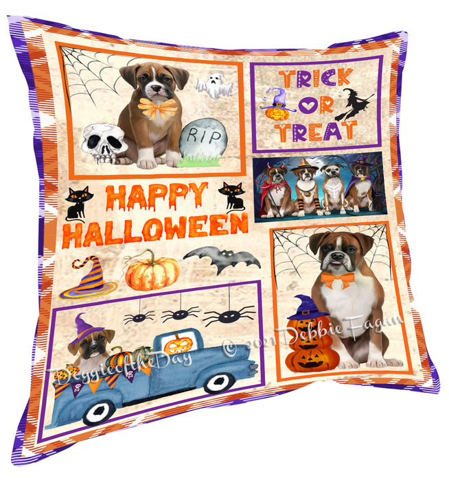 Happy Halloween Trick or Treat Boxer Dogs Pillow with Top Quality High-Resolution Images - Ultra Soft Pet Pillows for Sleeping - Reversible & Comfort - Ideal Gift for Dog Lover - Cushion for Sofa Couch Bed - 100% Polyester