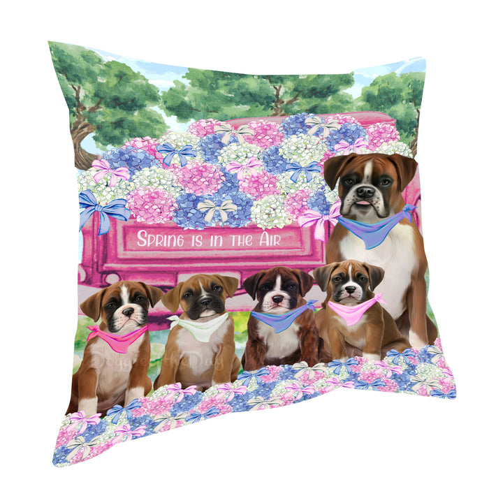 Boxer Dogs Pillow, Cushion Throw Pillows for Sofa Couch Bed, Explore a Variety of Designs, Custom, Personalized, Dog and Pet Lovers Gift