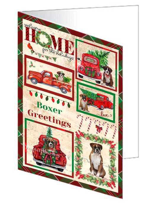 Welcome Home for Christmas Holidays Boxer Dogs Handmade Artwork Assorted Pets Greeting Cards and Note Cards with Envelopes for All Occasions and Holiday Seasons GCD76118