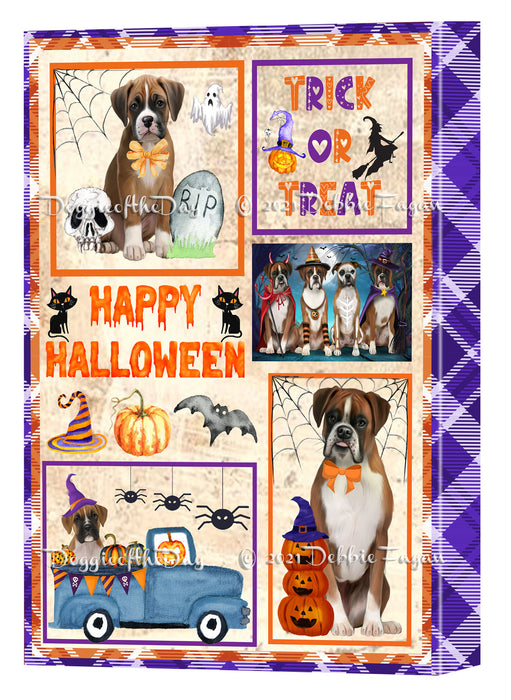 Happy Halloween Trick or Treat Boxer Dogs Canvas Wall Art Decor - Premium Quality Canvas Wall Art for Living Room Bedroom Home Office Decor Ready to Hang CVS150335