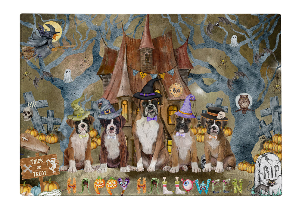 Boxer Cutting Board: Explore a Variety of Designs, Personalized, Custom, Kitchen Tempered Glass Scratch and Stain Resistant, Halloween Gift for Pet and Dog Lovers