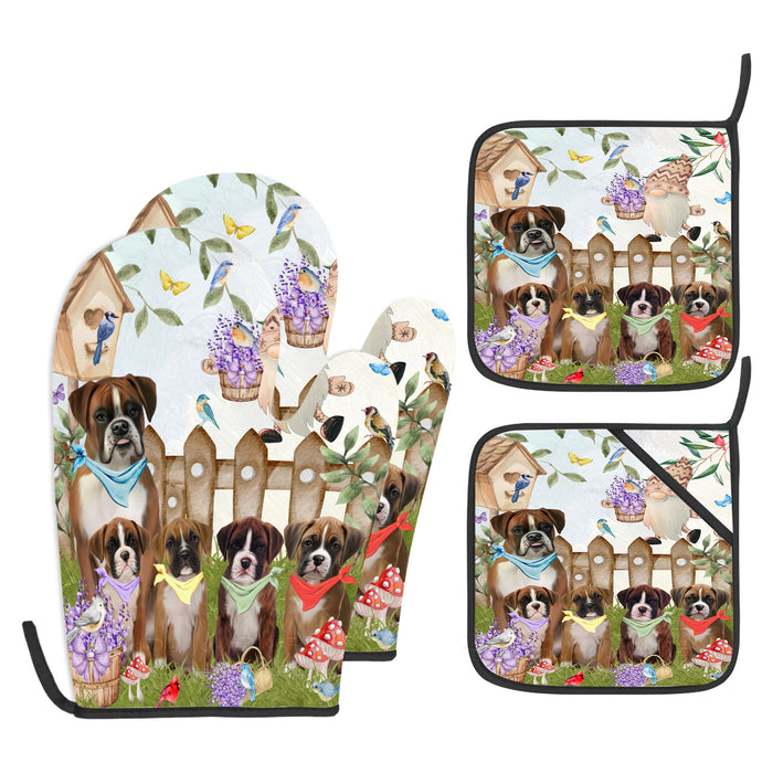 Boxer Oven Mitts and Pot Holder: Explore a Variety of Designs, Potholders with Kitchen Gloves for Cooking, Custom, Personalized, Gifts for Pet & Dog Lover