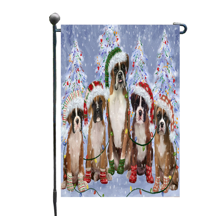 Christmas Lights and Boxer Dogs Garden Flags- Outdoor Double Sided Garden Yard Porch Lawn Spring Decorative Vertical Home Flags 12 1/2"w x 18"h