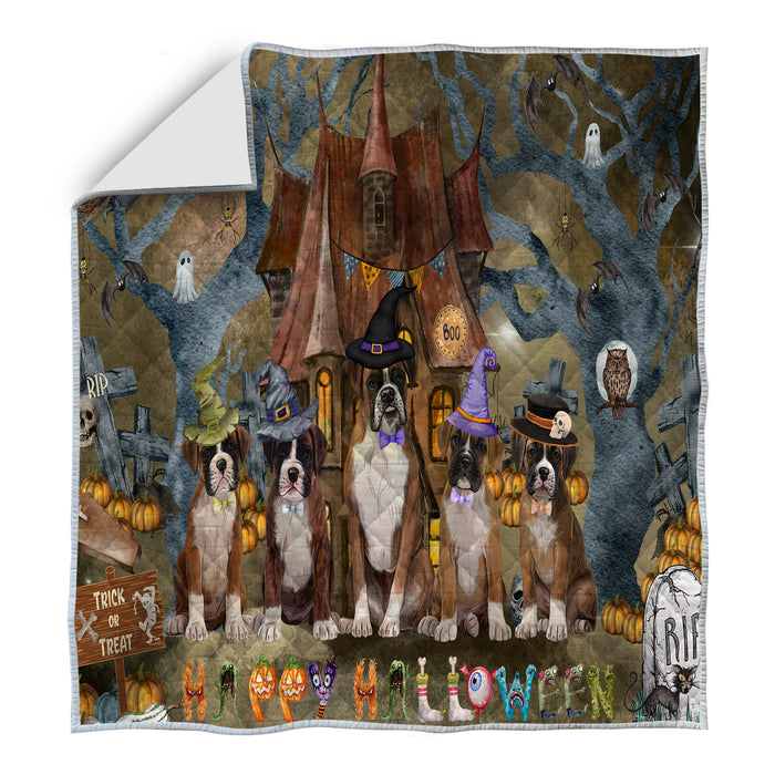 Boxer Quilt: Explore a Variety of Designs, Halloween Bedding Coverlet Quilted, Personalized, Custom, Dog Gift for Pet Lovers