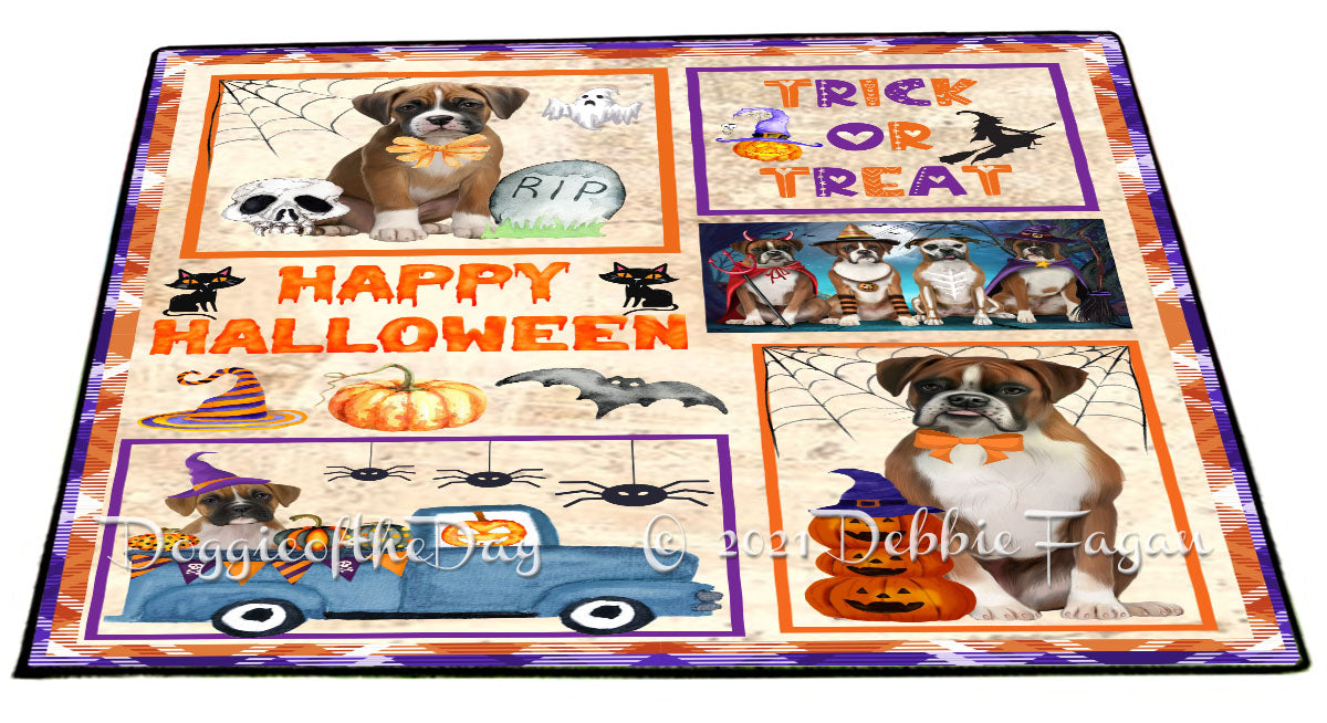 Happy Halloween Trick or Treat Boxer Dogs Indoor/Outdoor Welcome Floormat - Premium Quality Washable Anti-Slip Doormat Rug FLMS58036