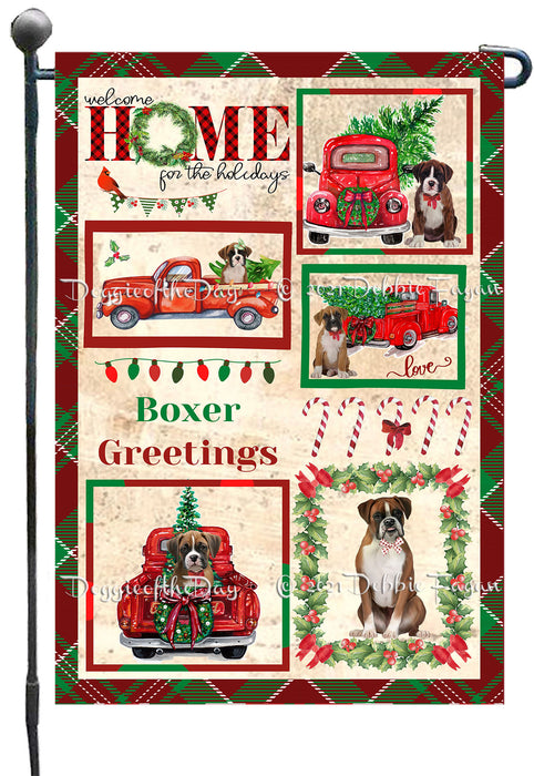 Welcome Home for Christmas Holidays Boxer Dogs Garden Flag GFLG66989