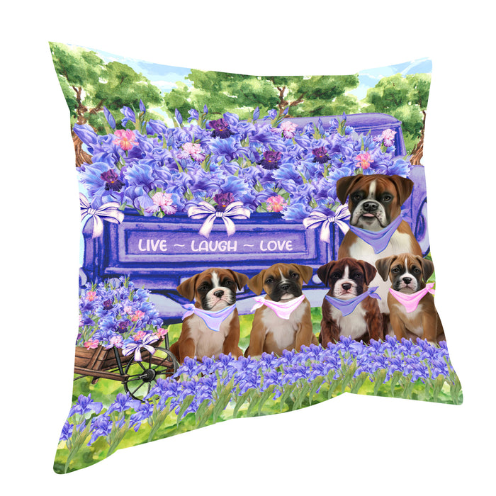 Boxer Dogs Throw Pillow, Explore a Variety of Custom Designs, Personalized, Cushion for Sofa Couch Bed Pillows, Pet Gift for Dog Lovers