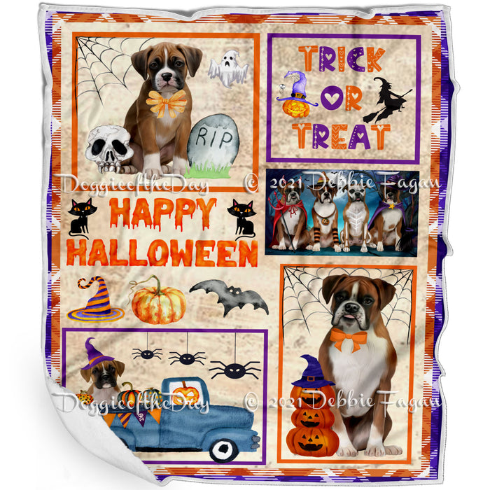 Happy Halloween Trick or Treat Boxer Dogs Blanket BLNKT143728