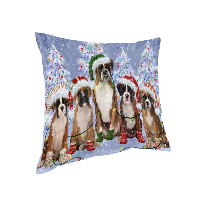 Christmas Lights and Boxer Dogs Pillow with Top Quality High-Resolution Images - Ultra Soft Pet Pillows for Sleeping - Reversible & Comfort - Ideal Gift for Dog Lover - Cushion for Sofa Couch Bed - 100% Polyester